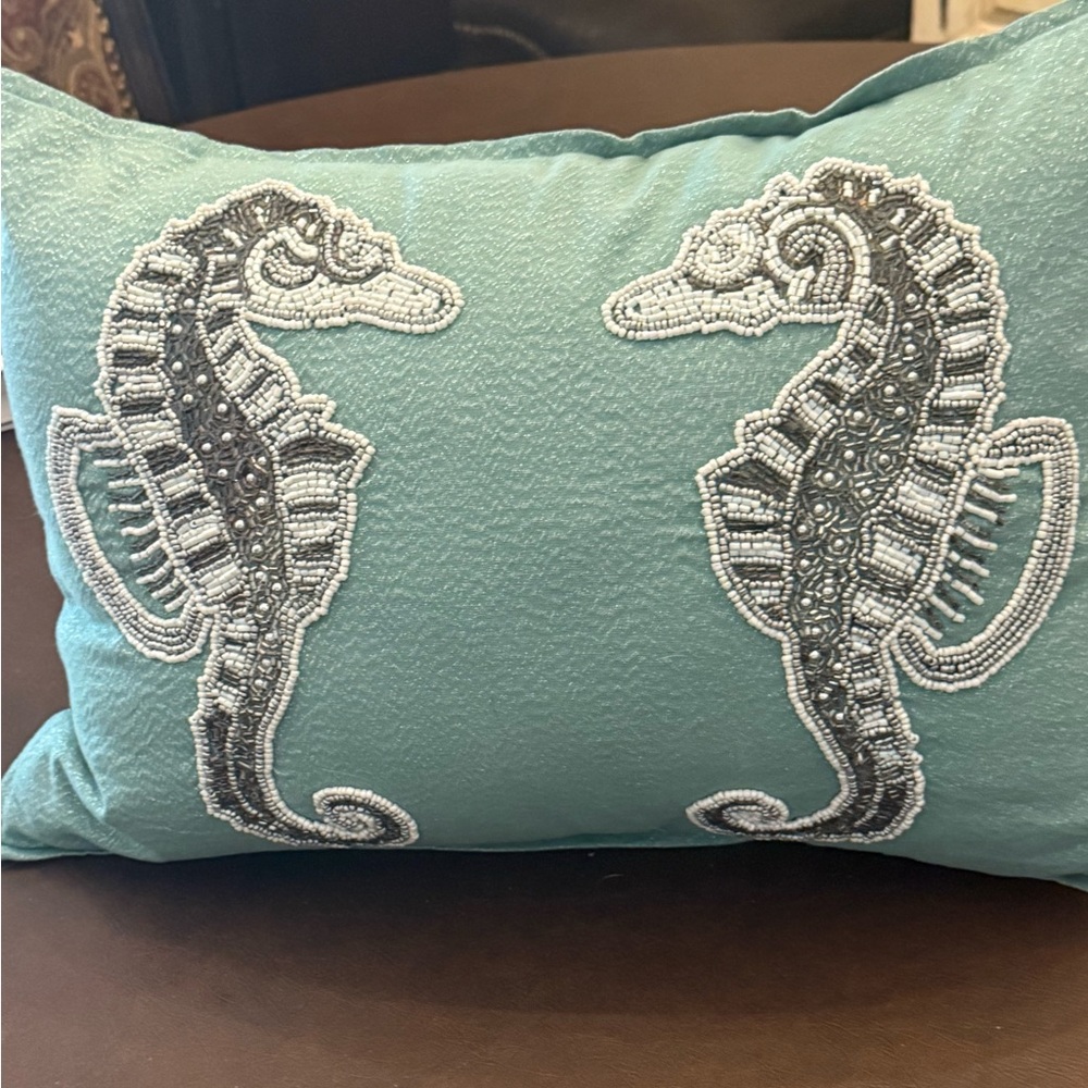 Beaded Seahorse Design pillow